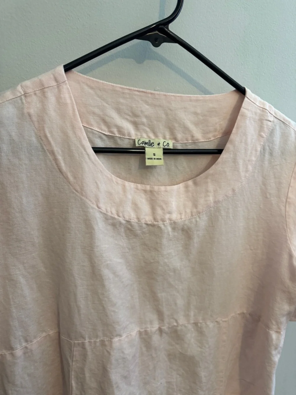 Pale Pink Linen Pocket Tunic S cotton linen - Picture 5 of 10